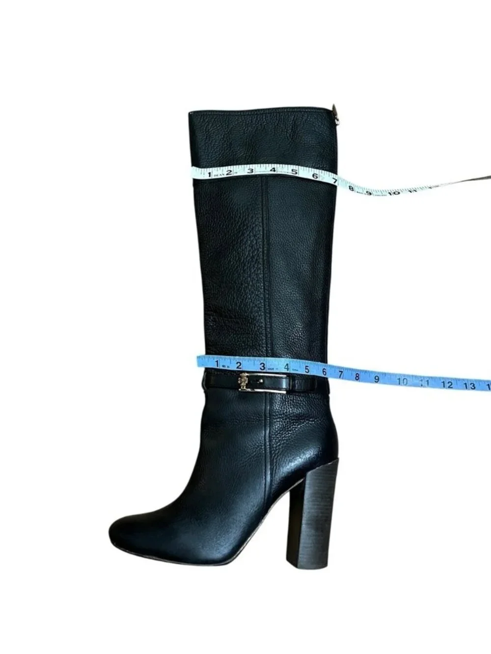 Tory Burch Jenna Black Leather Tall Heeled Boots Women's 9.5